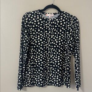 Jude Connally Women’s Long Sleeve Black Painted Spot Crewneck Top Sz Small Chic